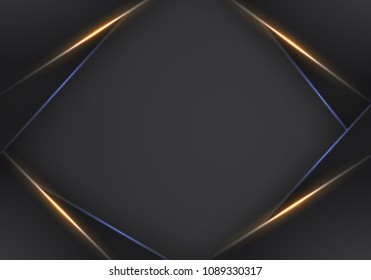 abstract metallic Orange black frame layout modern tech design template background , Orange and Blue light Neon background. modern futuristic background vector graphic template design.