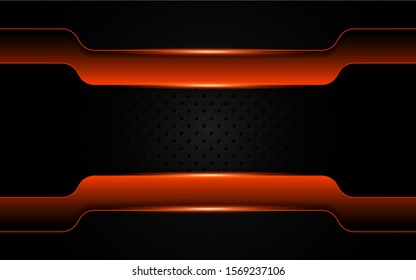 Abstract metallic orange and black frame design innovation technology concept layout background. Vector template for use element cover, banner, wallpaper, presentation, flyer