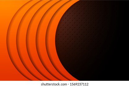 Abstract metallic orange and black frame design innovation technology concept layout background. Vector template for use element cover, banner, wallpaper, presentation, flyer