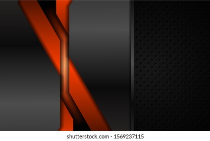 Abstract metallic orange and black frame design innovation technology concept layout background. Vector template for use element cover, banner, wallpaper, presentation, flyer