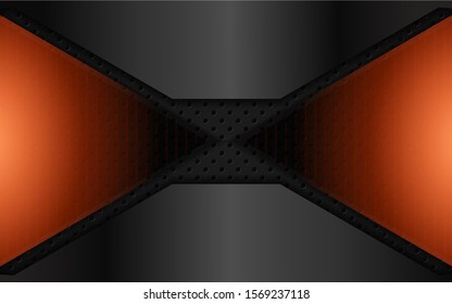 Abstract metallic orange and black frame design innovation technology concept layout background. Vector template for use element cover, banner, wallpaper, presentation, flyer