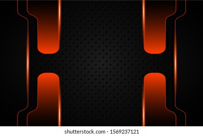 Abstract metallic orange and black frame design innovation technology concept layout background. Vector template for use element cover, banner, wallpaper, presentation, flyer