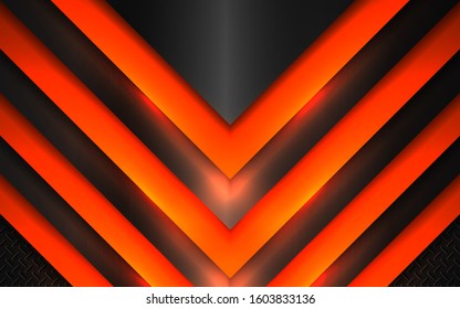 Abstract metallic orange and black shapes innovation technology background concept. Vector design template for use element sport cover, game banner, automotive wallpaper, presentation, cyber theme