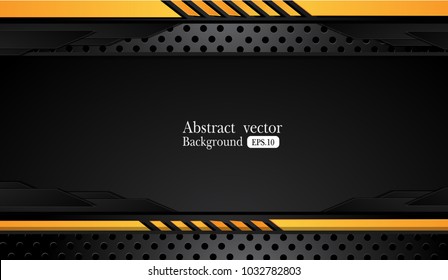 abstract metallic Orange yellow black frame design innovation concept layout background. for text and message artwork design.Vector Illustration.