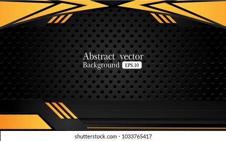 abstract metallic Orange yellow black frame design innovation concept layout background. for text and message artwork design.Vector Illustration.