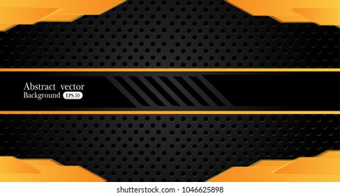 abstract metallic Orange yellow black frame design innovation concept layout background. for text and message artwork design.Vector Illustration.