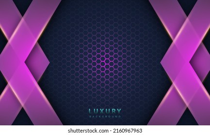 Abstract metallic overlap pink light hexagon design luxury background