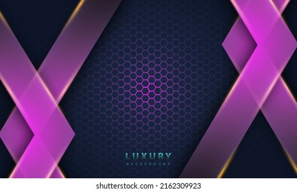 Resumen solapamiento metálico diseño hexágono de luz rosa fondo de lujo
