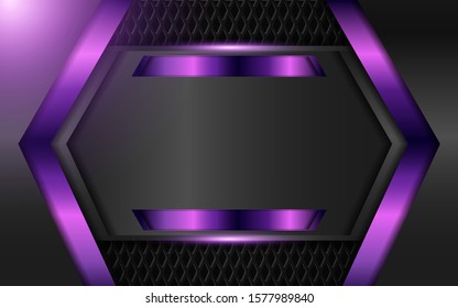 Abstract metallic purple and black frame design innovation technology concept layout background. Vector template for use element cover, banner, wallpaper, presentation, flyer