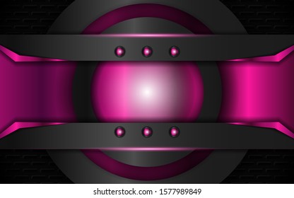 Abstract metallic purple and black frame design innovation technology concept layout background. Vector template for use element cover, banner, wallpaper, presentation, flyer
