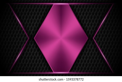 Abstract metallic purple frame layout design tech innovation concept geometric on dark background. Can use for wallpaper, poster, brochure, cover, banner, advertising, corporate