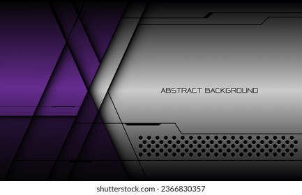 Abstract metallic purple silver cyber black line circle mesh shadow geometric overlap with blank space design modern futuristic technology creative background vector illustration.