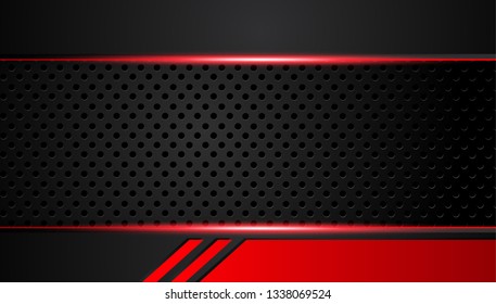 abstract metallic red black background with contrast stripes. Abstract vector graphic brochure design.frame tech innovation concept .