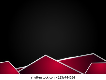 abstract metallic red black frame layout design tech innovation concept background