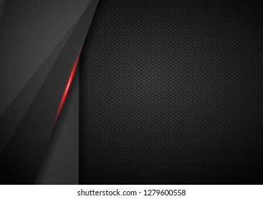 abstract metallic red black frame layout design tech innovation concept background - Vector