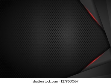 abstract metallic red black frame layout design tech innovation concept background - Vector