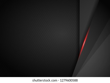 abstract metallic red black frame layout modern tech design template background - Vector