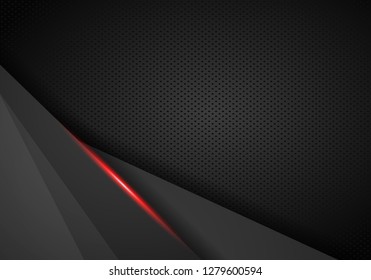 abstract metallic red black frame layout modern tech design template background - Vector
