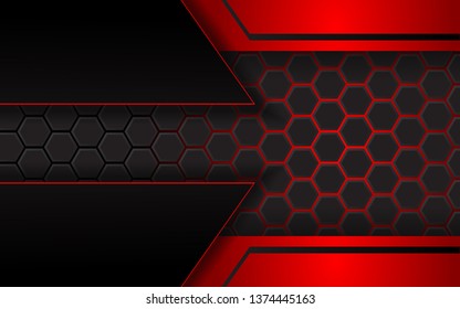 Abstract metallic red and black frame layout design tech innovation concept background for wallpaper, brochure, cover, banner, advertising corporate. layer on for text and background design