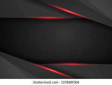 abstract metallic red black frame layout modern tech design template background