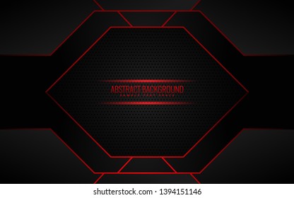abstract metallic red black frame layout modern tech design template background eps10 - Vector