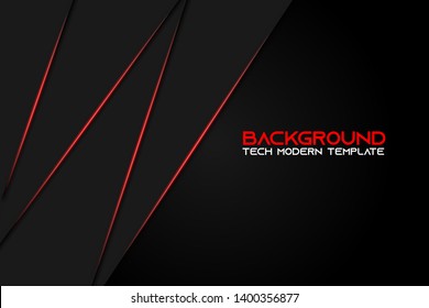 Abstract metallic red black frame layout modern tech design template