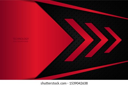 Abstract  metallic red and black frame layout design tech innovation concept geometric background. Can use for wallpaper, poster, brochure, cover, banner, advertising, corporate
