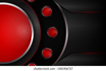 Abstract metallic red and black frame design innovation technology concept layout background. Vector template for use element cover, banner, wallpaper, presentation, flyer