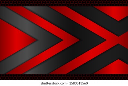 Abstract metallic red and black frame design innovation technology concept layout background. Vector template for use element cover, banner, wallpaper, presentation, flyer