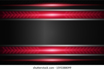 Abstract metallic red and black frame layout design tech innovation concept geometric background. Can use for wallpaper, poster, brochure, cover, banner, advertising, corporate