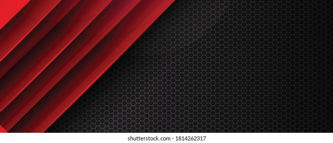 Abstract metallic red black frame layout design tech innovation concept background. Vector illustration for modern keynote presentation background, brochure design, website slider, landing page