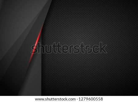 abstract metallic red black frame layout design tech innovation concept background - Vector