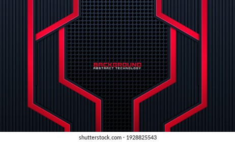 abstract metallic red black layout design tech innovation concept background .vector illustration.
