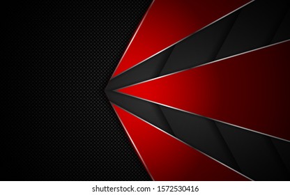 Abstract metallic red and black on hexagon pattern, frame design innovation technology concept layout background. Vector template for use element cover, banner, wallpaper, presentation, flyer