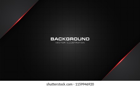 abstract metallic red shiny color black frame layout modern tech design vector template background