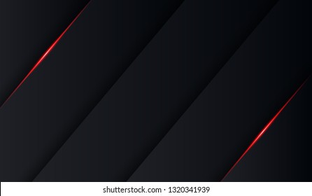 abstract metallic red shiny color fold black frame layout modern tech design vector template background