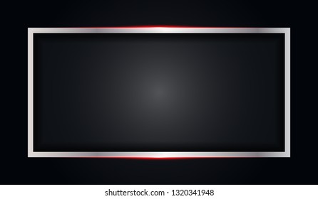 abstract metallic red shiny color black frame with silver metal layout modern tech design vector template background