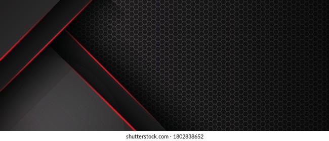 Abstract metallic red shiny color black frame layout modern tech design vector template background 