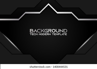 Abstract metallic silver black frame layout modern tech design template