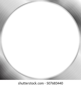 Resumen del marco del círculo en blanco plateado metálico. Diseño de vectores cromados