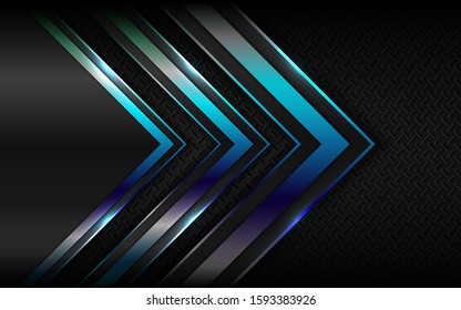 Abstract metallic silver blue frame layout design tech innovation concept geometric on dark background. Can use for wallpaper, poster, brochure, cover, banner, advertising, corporate