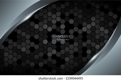 Abstract  metallic silver frame layout design tech innovation concept geometric background. Can use for wallpaper, poster, brochure, cover, banner, advertising, corporate