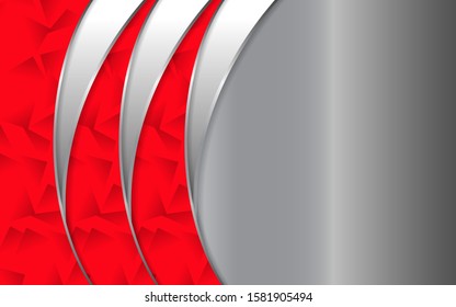 Abstract metallic silver and red frame design innovation technology concept layout background. Vector template for use element cover, banner, wallpaper, presentation, flyer