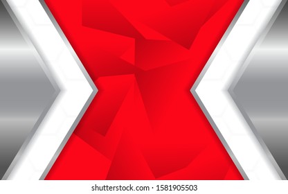 Abstract metallic silver and red frame design innovation technology concept layout background. Vector template for use element cover, banner, wallpaper, presentation, flyer