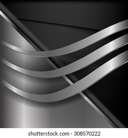 The abstract metallic square background with curves lines