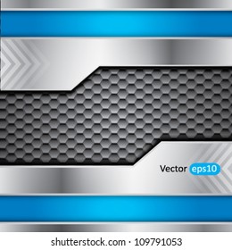 Abstract metallic vector background with steel and blue colors and place for text