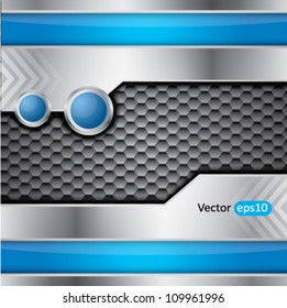 Abstract metallic vector background with steel and blue colors and place for text