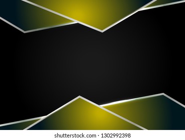 abstract metallic Yellow black frame layout modern tech design template background