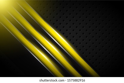 Abstract metallic yellow and black frame design innovation technology concept layout background. Vector template for use element cover, banner, wallpaper, presentation, flyer