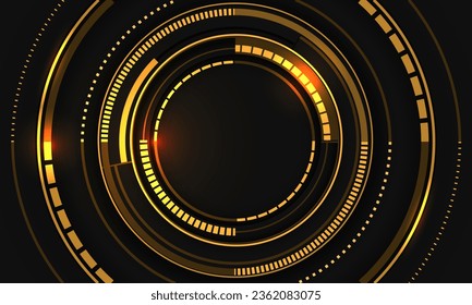 Abstract metallic yellow circle light cyber on grey design modern futuristic technology creative background vector illustration.